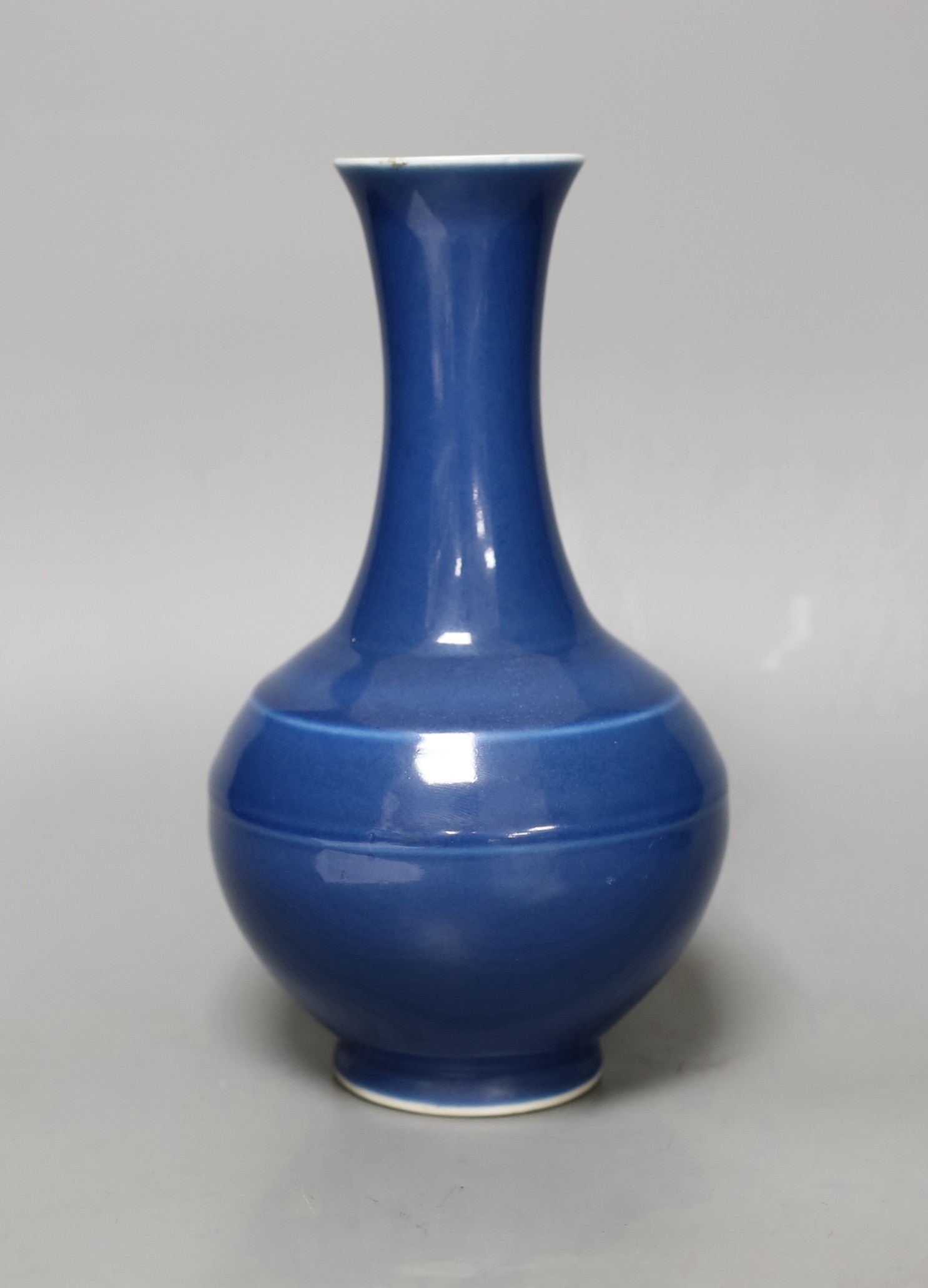 A Chinese blue glazed bottle vase, Guangxu mark to base 23cm